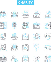 Charity vector line icons set. philanthropy, benevolence, donation, helping, compassion, kindness, kindness illustration outline concept symbols and signs