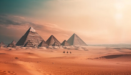 Fototapeta na wymiar Majestic pyramid shape awe inspiring ancient civilization monument generated by AI