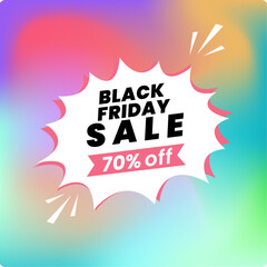 a black friday sale 70 percent off banner design, with discount offer details vector illustration