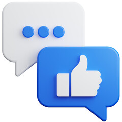 3d render of bubble chat with thumb up