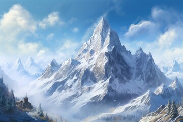 Obraz premium Sunset over the mountains. Generative AI.