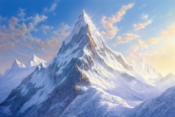 Obraz premium Sunset over the mountains. Generative AI.