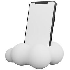 3d render mobile phone on cloud