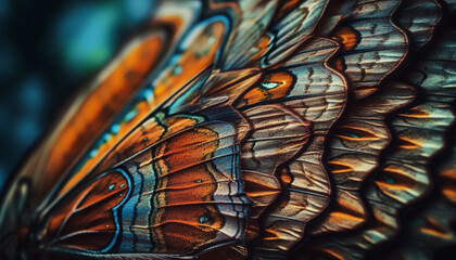 Vibrant butterfly wing displays ornate animal markings generated by AI
