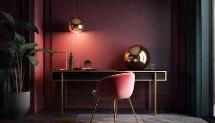 Modern domestic room with elegant wood design generated by AI