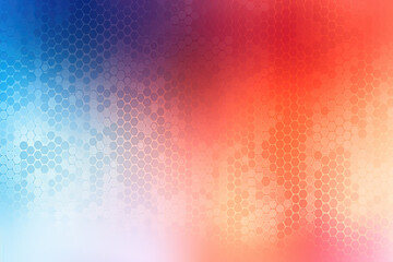 Blurred abstract image of blue, orange and red patterns on white background.