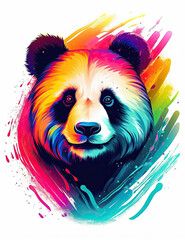 Panda, psychic wave, wall art, digital art print, fire, psychedelic. Generative AI