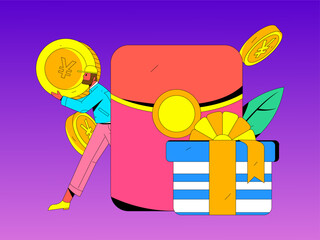 Holiday Shopping E-Commerce Online Shopping People Flat Vector Concept Operation Hand Drawn Illustration
