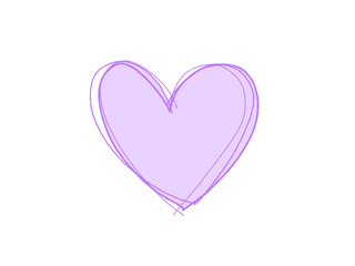 Purple heart on white background