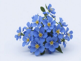 Forget-me-nots on a white background. Created with Generative AI technology.	