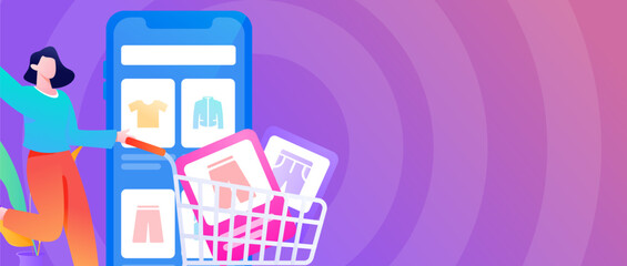 Holiday Shopping E-Commerce Online Shopping People Flat Vector Concept Operation Hand Drawn Illustration
