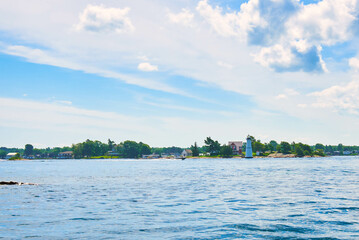 Lighthouse on the river in Thousand Islands National Park USA.