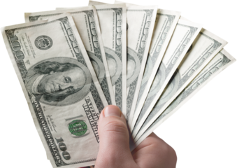 Human hand holds a stack Paper Currency