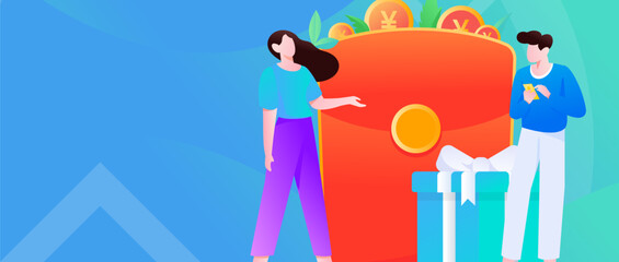 Holiday Shopping E-Commerce Online Shopping People Flat Vector Concept Operation Hand Drawn Illustration
