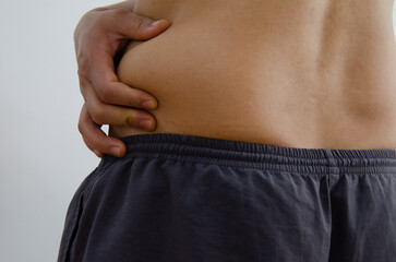 Naklejka premium People unhealty with belly fat.