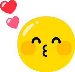 Fototapeta premium 口をすぼめたスマイルマークとハート