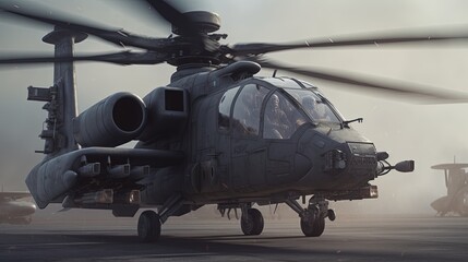 Fototapeta na wymiar gunship military aircraft, digital art illustration, Generative AI