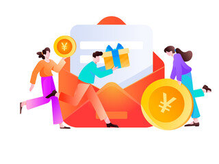 Holiday Shopping E-Commerce Online Shopping People Flat Vector Concept Operation Hand Drawn Illustration
