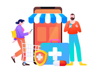 Holiday Shopping E-Commerce Online Shopping People Flat Vector Concept Operation Hand Drawn Illustration
