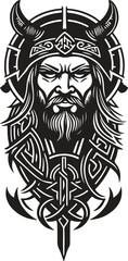 Excellent and powerful viking emblem art vector