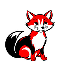 fox vector illustration, fire fox, red fox, sticker, logotype, cartoon