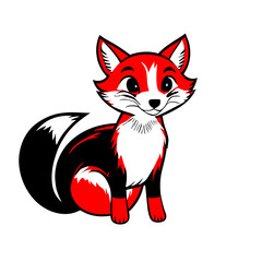 fire fox vector illustration, red fox, sticker, logotype, cartoon