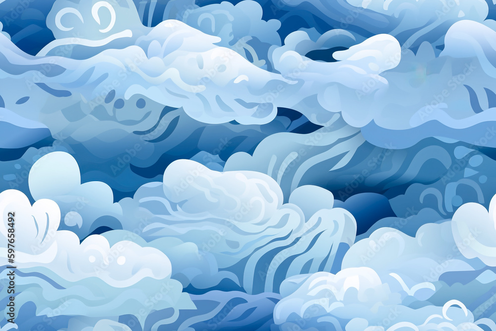 Aufkleber tile. seamless pattern of clouds in the sky. generative ai