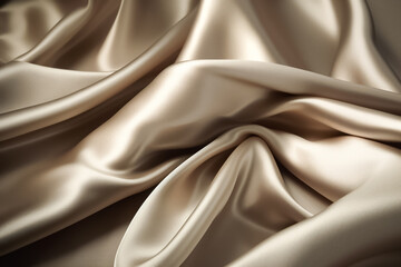 The luxurious silver silk cloth gracefully swaying in the gentle breeze, emanating a heavenly glow. generative AI.