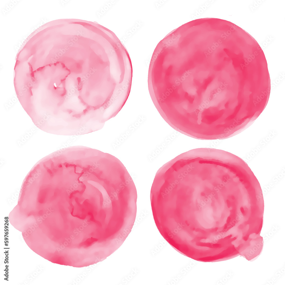 Wall mural hand drawn pink circular texture set of four