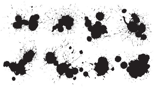 abstract set of ink splatter grunge stains
