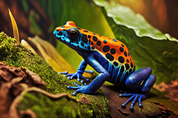 colorful rainforest poison dart frog, generative AI