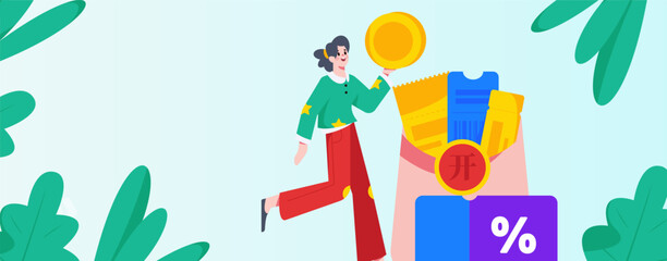 Holiday Shopping E-Commerce Online Shopping People Flat Vector Concept Operation Hand Drawn Illustration
