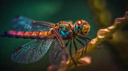 Discovering the Extraterrestrial-Like Wings of Garden Dragonflies: A Stunning Close-up Photoshoot of Nature's Marvels, Generative AI