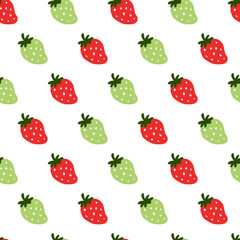 Summer Freshness Fruit Green and Red Berries Vector Pattern