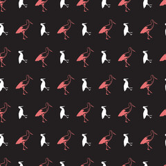 Stork Line-Up Parade Vector Pattern