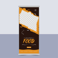 Restaurant delicious food  template, delicious food menu roll up banner design