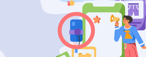 Holiday Shopping E-Commerce Online Shopping People Flat Vector Concept Operation Hand Drawn Illustration
