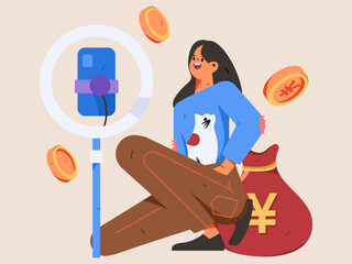 Holiday Shopping E-Commerce Online Shopping People Flat Vector Concept Operation Hand Drawn Illustration
