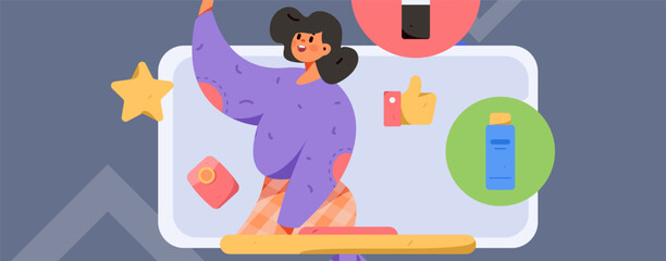 Holiday Shopping E-Commerce Online Shopping People Flat Vector Concept Operation Hand Drawn Illustration
