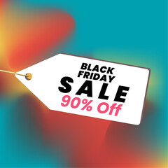 Black Friday 90 percent sale off banner design, banner of discount offer concept vector illustration design on colorful background