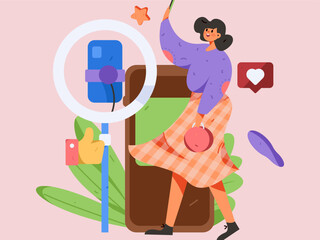 Holiday Shopping E-Commerce Online Shopping People Flat Vector Concept Operation Hand Drawn Illustration
