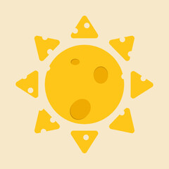Logo combined cheese and sun. Fit for Logo, mascot, etc
