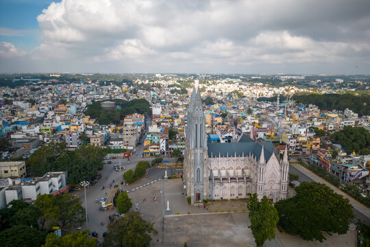Historic St. Philomena's Cathedral was constructed in 1936 using a Neo-Gothic style in Mysore city, Karnataka state,