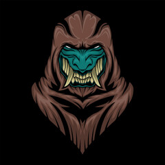 Hooded monster gaming mascot logo