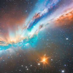 A cosmic interpretation of the universe, with stars and galaxies colliding in a spectacular display5, Generative AI