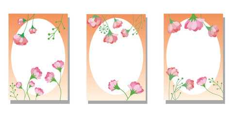 Set of floral frames. Natural flower decoration template collection for Mother's day, wedding day, birthday and celebration cards. Vector illustration.