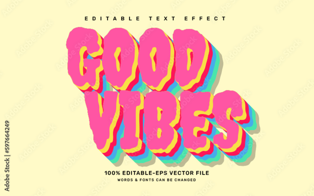 Fototapete good vibes editable text effect template