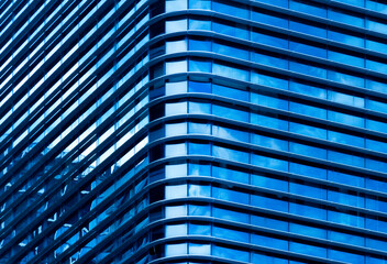 Modern office building with blue glass window