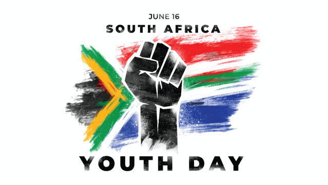 South Africa Youth Day, 16 june celebration with flag the brush paint style. vector illustration.