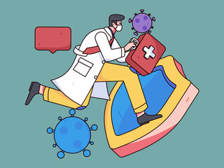 Medical Characters Anti-epidemic Flat Vector Concept Operation Hand Drawn Illustration
